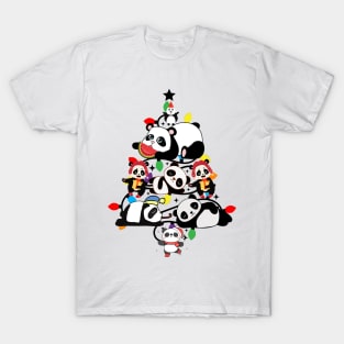 Christmas  Lighting Tree With Funny Pandas T-Shirt